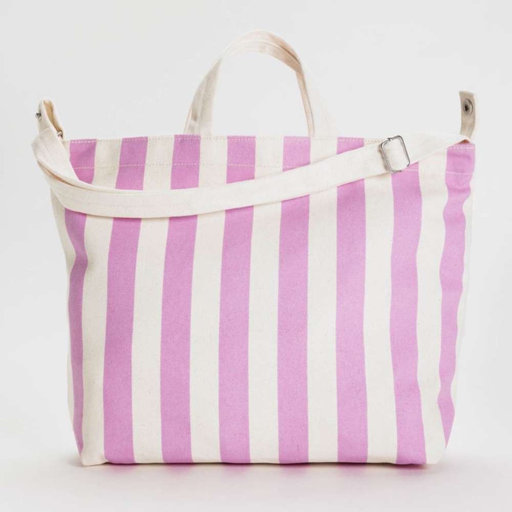 Horizontal Zip Duck Bag - Pink Awning Stripe